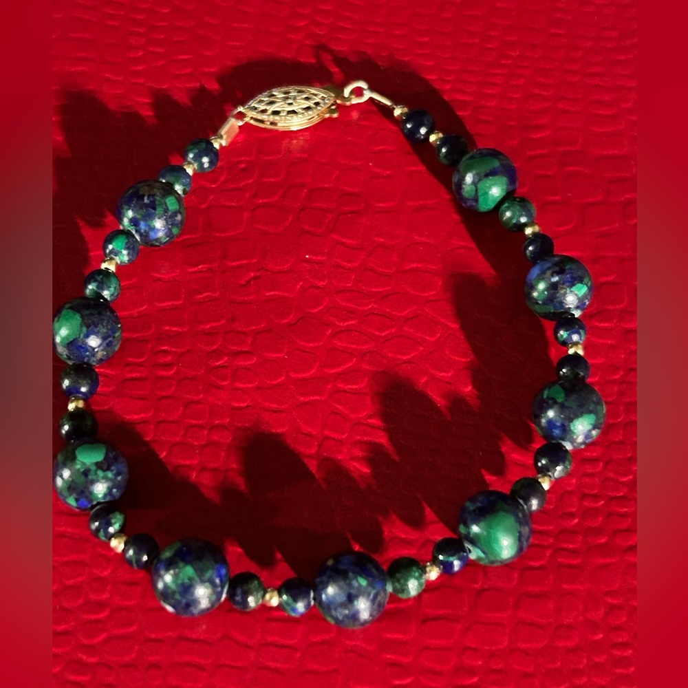 VTG blue green 14k goldfill bracelet 7.5